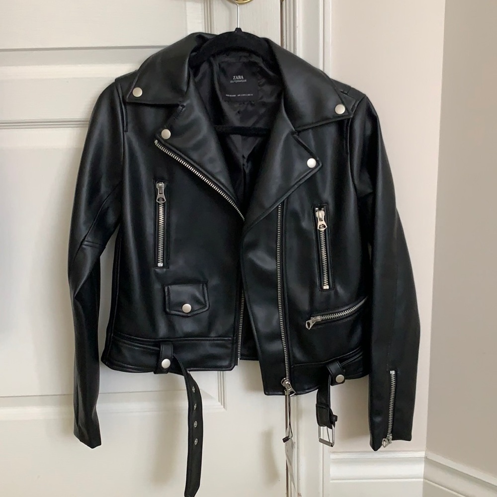 Brand New Zara Black Leather Jacket
